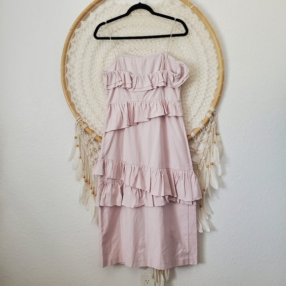 Brock Collection × H&M Ruffle Flounced Dress Linen Blend Size Medium Blogger Fav - Picture 13 of 14